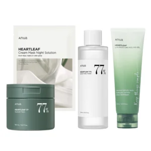 Anua Heartleaf Calming Skincare Set with toner, pads, peeling gel & mask
