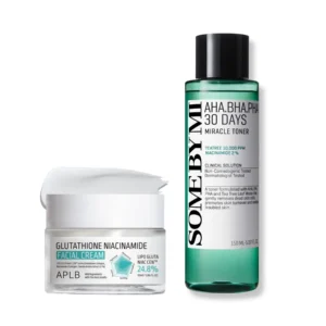 Brightening & Miracle Care Set with exfoliating toner and hydrating cream