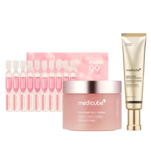 Medicube Collagen & Lifting Set with jelly cream, peptide eye cream and PDRN ampoule